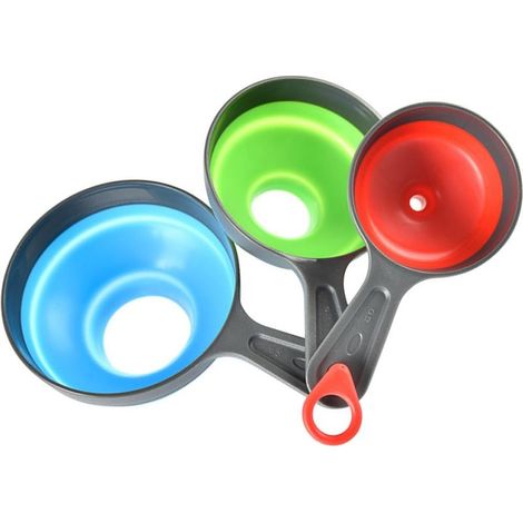 Ensemble de 3 entonnoirs de cuisine pliables en silicone pour liquides (1/5)