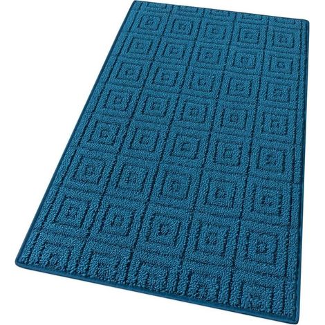 Tapis de Cuisine 3D Coureur Bordé Absorbant Antidérapant Lavable En Différentes Tailles Bleu - 50x80 cm (1/4)