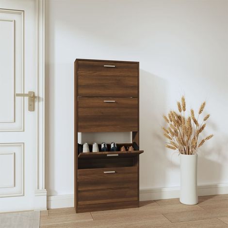 Meuble à Chaussures Armoire à Chaussures Meuble d'entrée Chêne marron 59x17x150cm Bois d'ingénierie 43120 (1/5)