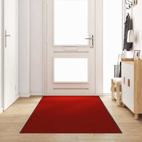 Tapis d'entrée antidérapant intérieur extérieur rouge et noir en polyamide et PVC 120 x 400 cm - PANGIVO (1/5)