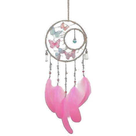 Attrape-rêves papillons en plumes, décoration murale romantique, cadeau original pour fille (1/2)