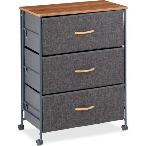 Armario con cajones móvil para almacenamiento de ropa juguetes comedor 96,5 x 58 x 30 cm de poliéster gris 130007719 (1/5)