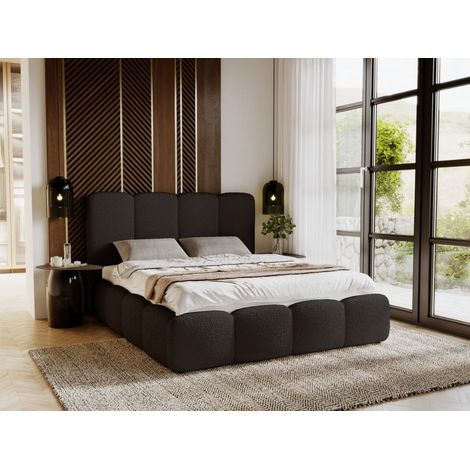 Lit rembourré avec rangement 120x200 bouclé noir Galli (1/5)