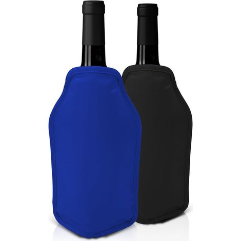 Lot de 2 Manchons Refroidissants à Vin - Parfait pour Refroidir les Bouteilles de Vin et de Champagne - Idéal pour les Fêtes, Dîners et Événements,Noir et Bleu (1/5)
