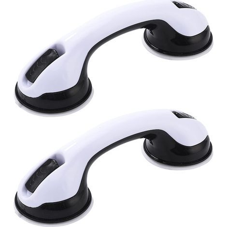 2 PCS Suction Cup Shower Grab Bar, Safety Shower Handle for Bathroom, No Drilling Required, Shower Grab Bar - Black (1/4)