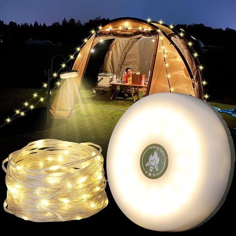 Lichterkette fürs Camping 10 Meter 5 Lichtmodi IP44 wasserdicht 2000 mAh Polymer Akku Dekorative Lichterkette fürs Camping Einziehbar Wiederaufla (1/5)