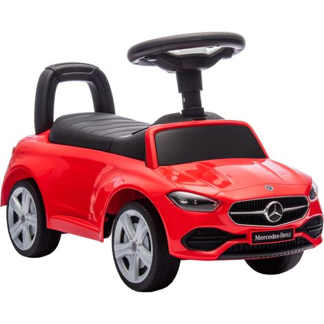 Voiture Mercedes rouge électrique pour enfant avec klaxon, bruits moteur et rangement pour 18 à 36 mois, design sportif pour extérieur pratique et réaliste (1/5)