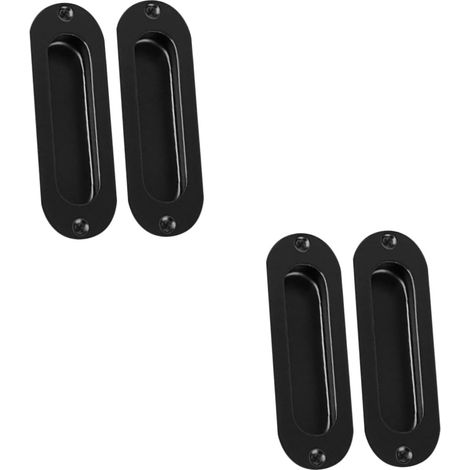 Ensemble de 4 poignées porte grange, intérieures chromées coulissantes, pour portes et placards (1/5)