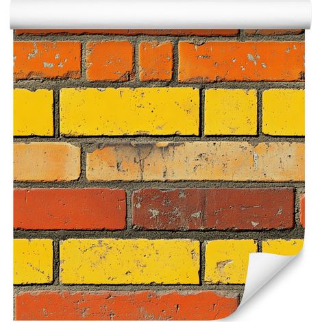 Tapete Bunte Backsteinwand gelb und orange 50x1000 cm (1/5)