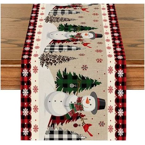 Tabella corridori di Natale, lavabile in Lavatrice corridori della Tavola di Natale, 33 x 180 CM Tabella Percorso, Pupazzo di neve Decorazione Tavola (Pupazzo di neve) (1/5)