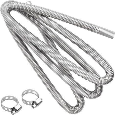 Flexible Pour Echappement 300 cm,Voiture Tuyau d'Echappement, Tuyau d'Échappement de Chauffage de Voiture, Tuyau d'Évent de Gaz Diesel Avec Deux Pinces En Acier Inoxydable,de (1/4)