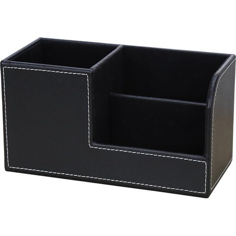 Boîte de rangement multifonction en cuir noir (1/5)