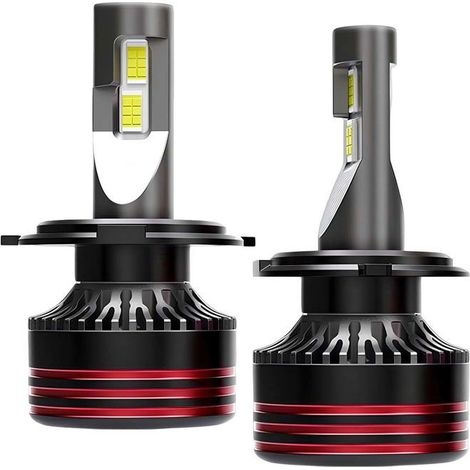 Lot de 2 Ampoules LED M8 Pro H7 60W 12V 6000K 12000lm IP65 pour Voiture Noir / Rouge (1/5)