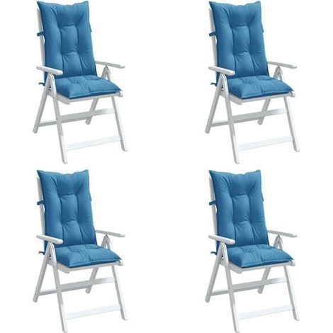 Un ensemble de 4 coussins pour chaise à dossier haut, en tissu mélangé bleu. (1/5)