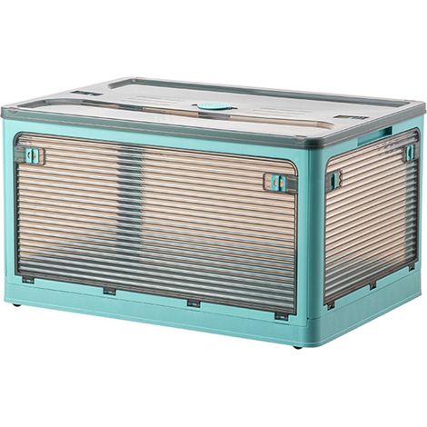 Transparente PET-Aufbewahrungsbox mit Rollen und 4-seitiger Öffnung, 47,5 x 35,5 x 24 cm, für Zuhause, braune oder blaue Farbe, zur übersichtlichen Aufbewahrung. (1/5)