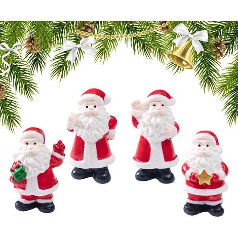 Figurines Miniatures Noël Statuette Compacte du Père Noël en Résine  Mini statuette en résine Décoration Compacte De Bureau Et Table Pour Jardin Arrière-Cour Étang Cour Porche Maison (1/5)