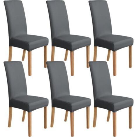 Lot de 6 Housses extensibles pour chaises de salle à manger, 48x48x70centimètres, gris foncé (1/5)