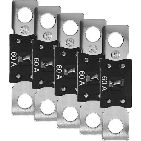 Offgridtec Set 5 fusibili MEGA 60A 32V, fusibili DC alta corrente per sistemi 12V/24V, protezione sovraccarico e cortocircuito, nucleo rame, corpo nylon, per inverter e cavi batteria (1/3)