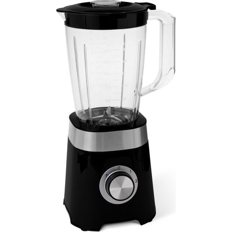 Mixeur de cuisine avec pichet en plastique de 1.5 l, 600 W pour faire des smoothies et piler de la glace, Noir (1/5)