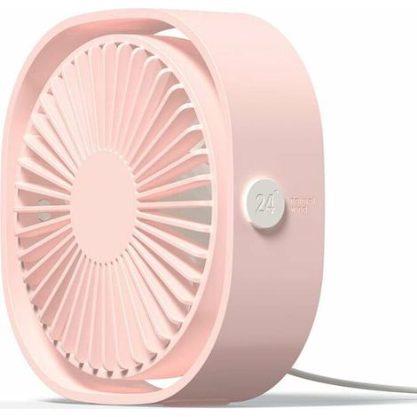 Mini USB Fan, Portable Table Fan, Silent Desk Fan with 3 Adjustable Speeds - Pink-Fei Yu