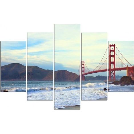 Stampa su tela 5 parti, Ponte del Golden Gate - 200x100 (1/4)