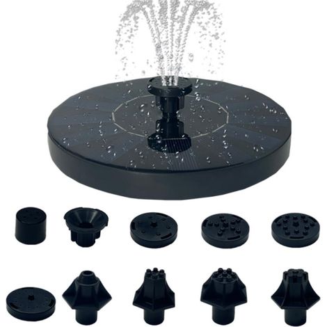 Fontaine solaire 1 W avec10 buses Fontaine flottante indépendante pour jardin, étangs, aquariums extérieurs