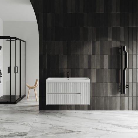 Mobile Bagno Sospeso 100Cm Bianco Opaco Cortina