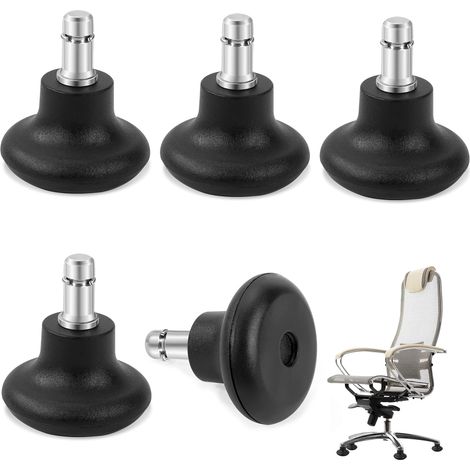 Remplacement Roues Pivotantes Chaise aux Roulettes Fixes 11/22 mm, Roulettes de Chaise Patins de Sol, Silencieux pour Bureau Maison (Noir, 5 Pièces) (1/5)