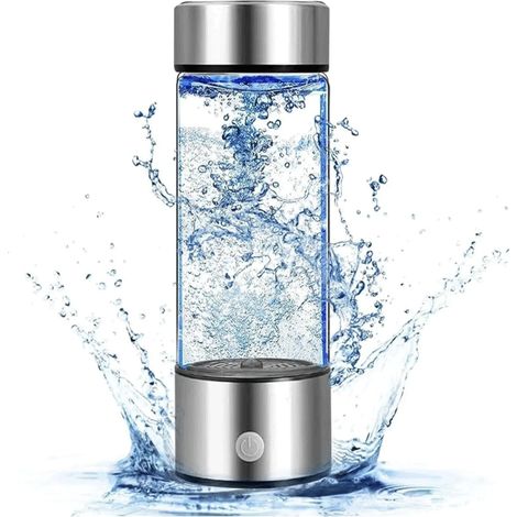 Bottiglia d'acqua idrogenata ricaricabile da 414 ml (14 oz), generatore portatile di acqua idrogenata 2025, proteggi la tua salute con acqua arricchita di idrogeno (argento) (1/5)