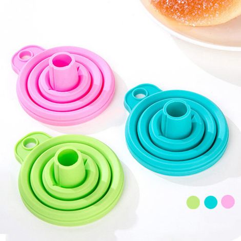 Entonnoir pliable en silicone alimentaire pour bouteille d'eau, transfert de liquide, couleur aléatoire (1/5)