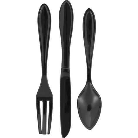 Ensemble générique de 3 poignées cuisine en métal noir, design (1/5)