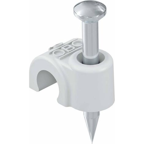 OBO Bettermann Clip à clou ISO 18mm, L50 Polypropylène gris clair RAL 7035, 2228319 (1/2)