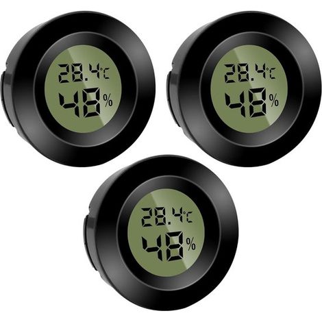 Juego de 3 piezas: termómetro e higrómetro digital LCD，3 piezas，negra
