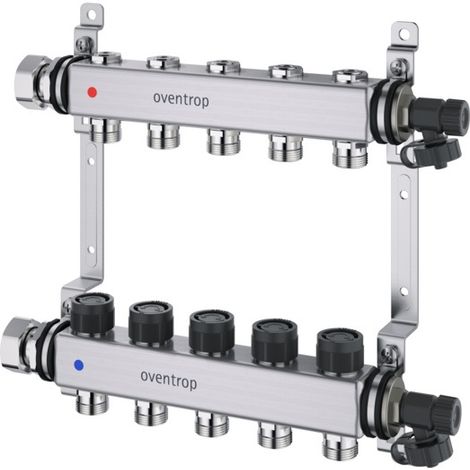 OV répartiteur en acier inoxydable Multidis SF avec inserts de régulation internes, 8 circuits