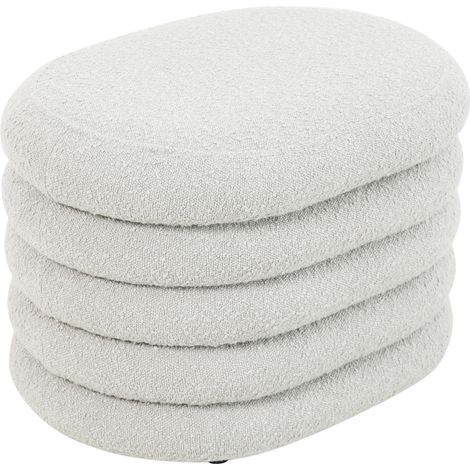 SVITA BLOSSOM S Hocker mit Stauraum Sitzhocker Ottomane Boucle-Polster Weiß