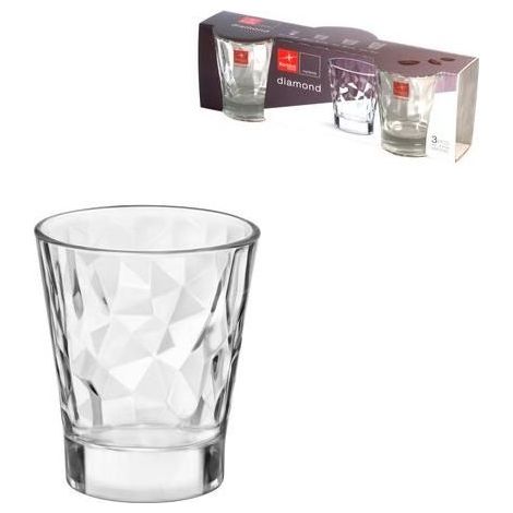 Set 3 Bicchieri Bicchierini caffè liquore in vetro diamond 8,5 cl bormioli