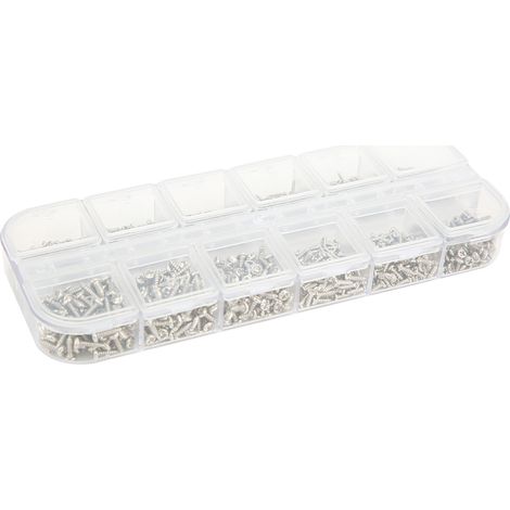 1200 Stück selbstschneidende Schrauben mit Rundkopf, Kreuzschlitz, silber-schwarz, Kohlenstoffstahl, Größen M1, M1.2, M1.4, M1.7 (1200 Stück silbernes Schraubenset, Box Typ A) (1/5)