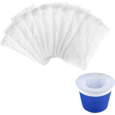 Chaussettes Filtre Skimmer - Lot de 10 - Nylon Maille Fine - Filtration Impuretés - Piscine et Spa - 22x13 cm (1/5)