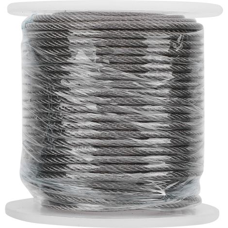 Câble en acier inoxydable de 15 m (49 pi), 2 mm de diamètre, revêtement résistant aux UV, kit de câble multifonctionnel pour étendoir à linge, treillis de jardin, clôture à plantes (1/5)