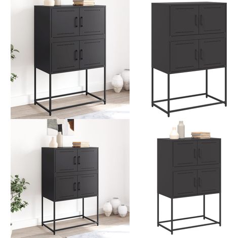Buffet noir 68,5x38,5x107 cm acier - Buffet Industriel - Meuble Rangement - Armoire Métal - Design Moderne - Couleur Noire - Home & Living (1/5)