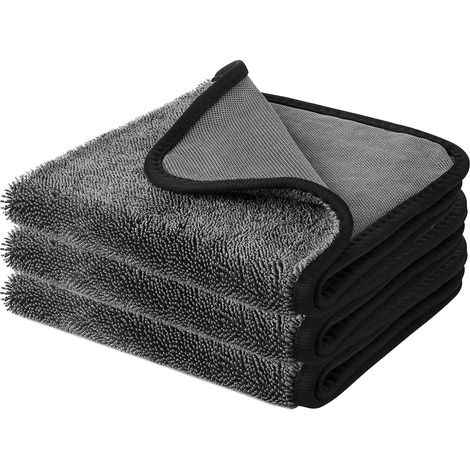 Lot de 3 serviettes absorbantes à séchage rapide, coloris gris foncé, 40 × 60 cm (1/5)