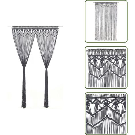 Rideau en macramé Anthracite 140x240 cm Coton - Rideau Macramé - Rideau ...