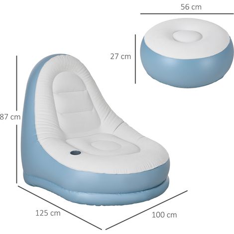 Aufblasbarer Sessel Luftsessel Outdoor-Sessel, 125 x 100 x 87cm, Weiß + Blau (1/5)