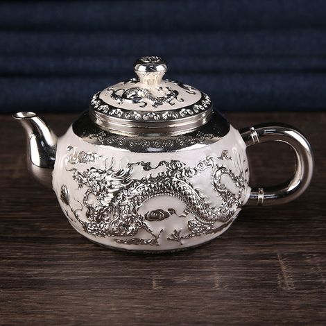 Service à thé Kung Fu haut de gamme en argent (gris clair), théière, service à vin pour banquet de mariage chinois