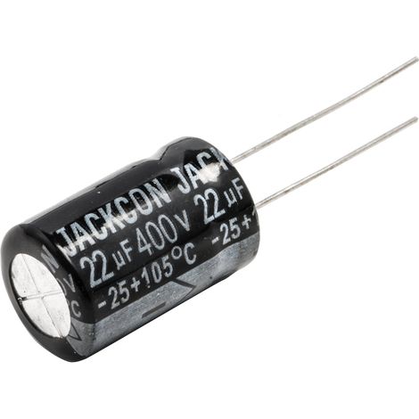 Rs Pro – Condensateur 22µF 400V c.c. – Electrolytique traversant 13mm x 21mm – Performance fiable pour applications électroniques (1/2)