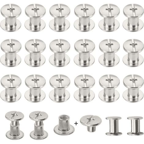 100 Pieces Stainless Steel Nut Screw Flat Head Rivet Flat Rivet Screw Nails Rivets Screws Belt Rivets Nail Rivets Rivets for Leather Albums Books Cooking Recipes (M5x6mm)