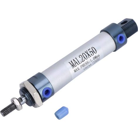 Vérin pneumatique Mince, MAL 20mm, G1/8 pouces, Mini vérin pneumatique à double effet à tige simple en alliage d'aluminium, pour l'indexation de l'équipement, vanne de commutation (Itinerary 50mm) (1/5)