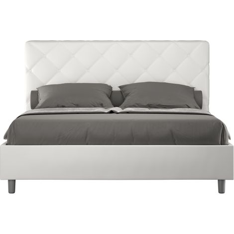 Letto matrimoniale contenitore imbottito 160x190 similpelle bianco Priya (1/5)