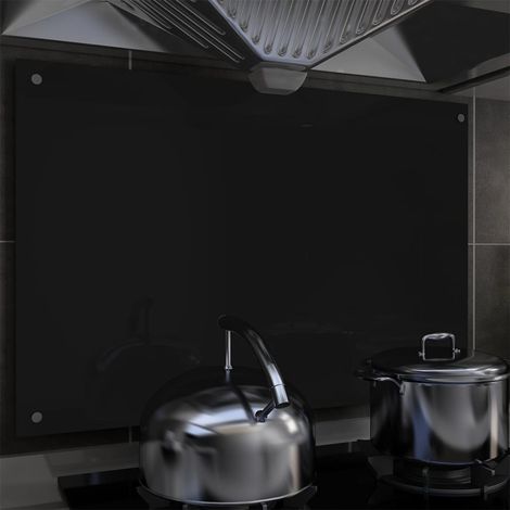 vidaXL Paraschizzi per Cucina Nero 90x60 cm in Vetro Temperato