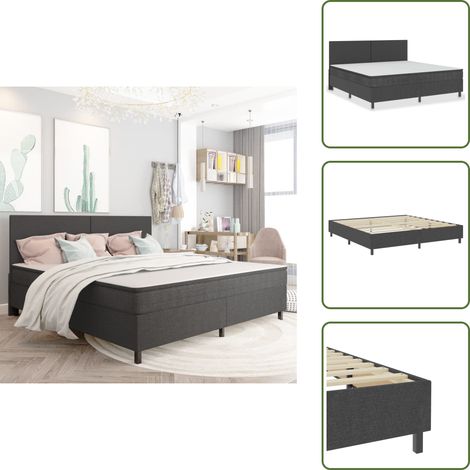 Sommier à lattes de lit Gris foncé Tissu 200x200 cm - Sommier Tapissier - Lit Plateforme - Lit Double - Matelas Confortable - Literie (1/5)